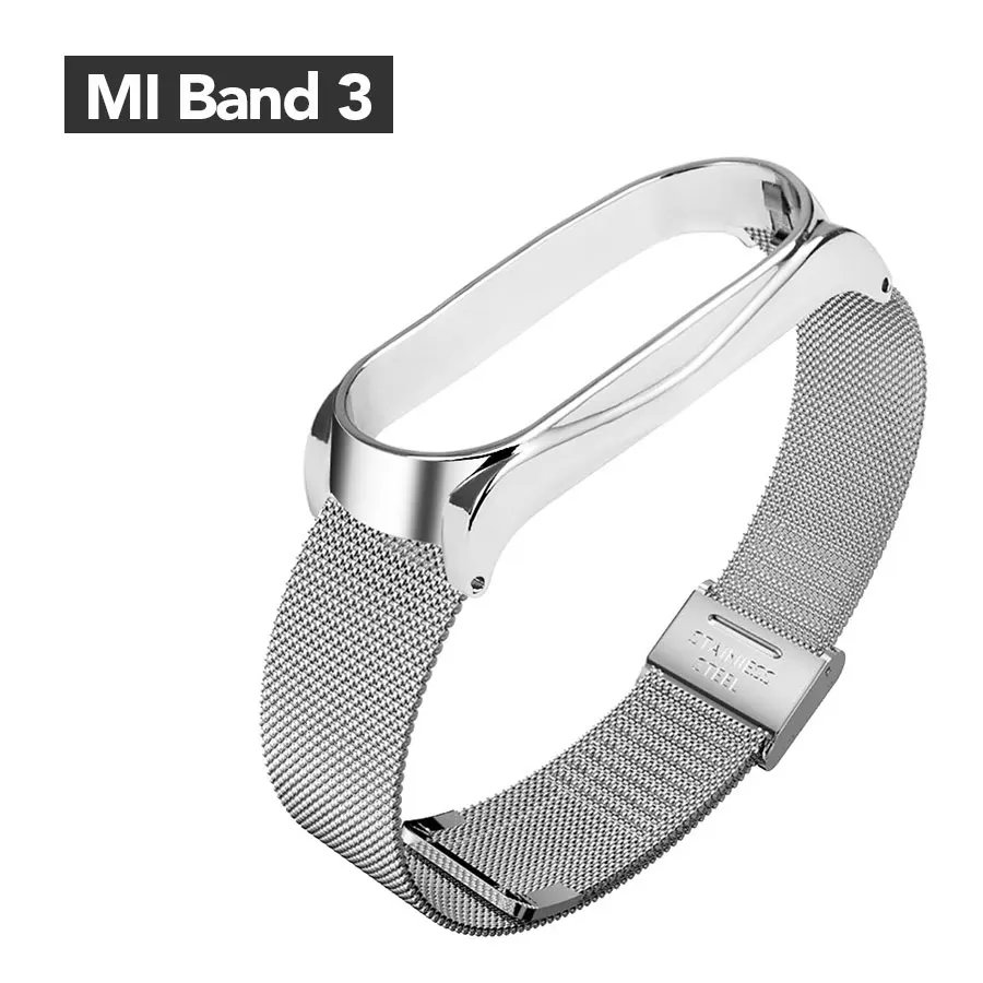 Ремешок для наручных часов с плетением и пряжкой для Xiaomi mi, браслет из нержавеющей стали 4, 3, сменные ремешки, аксессуары для mi Band 2 - Цвет ремешка: Mi 3  Silver