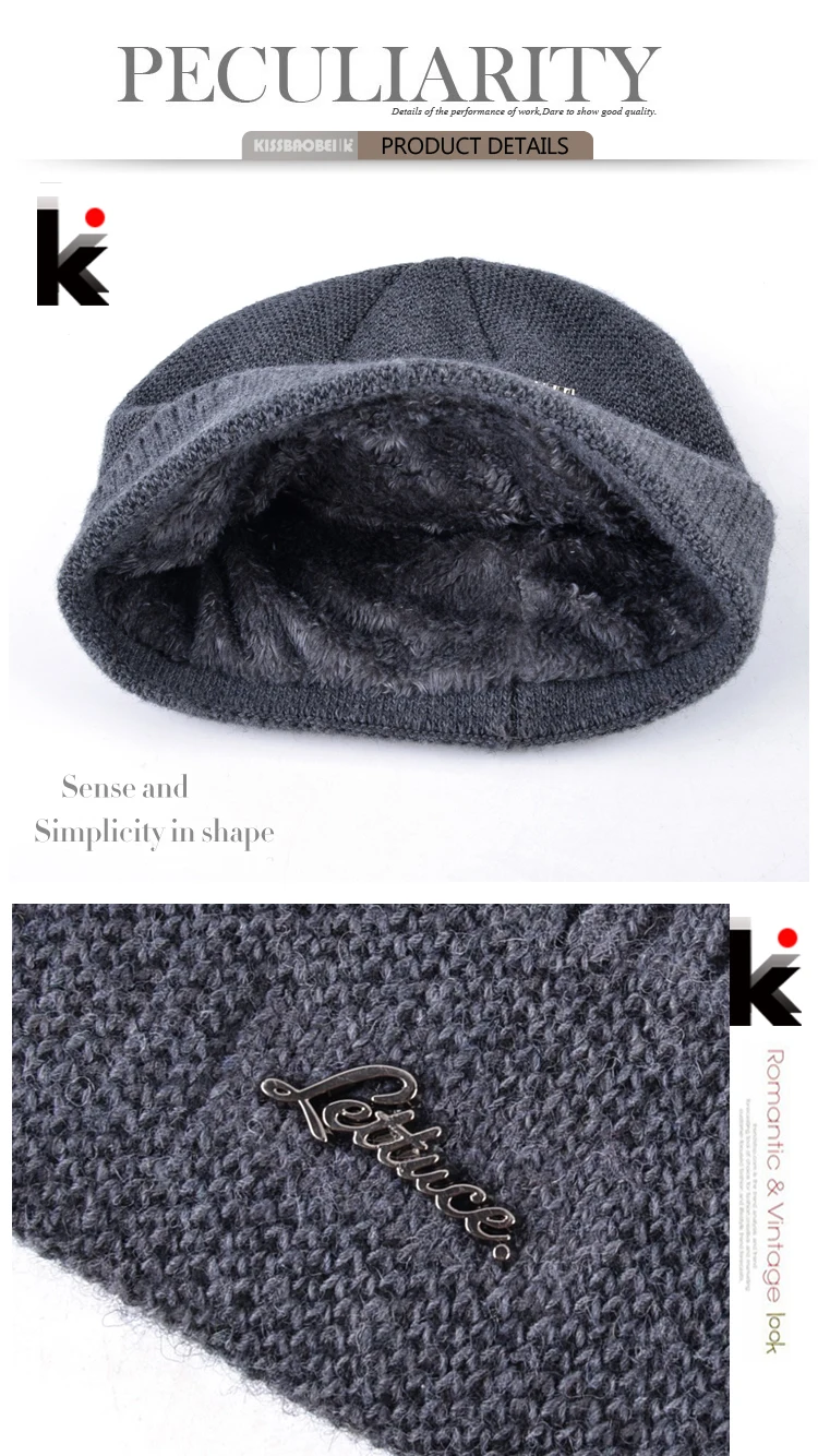 beanies masculino dupla camada manter quente tricô