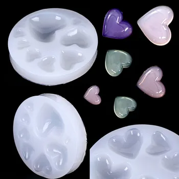 

1pc New DIY Silicone Heart Shape Crystal Epoxy Mold Drop Mold White Round Patch 7 Holes Drop Mold