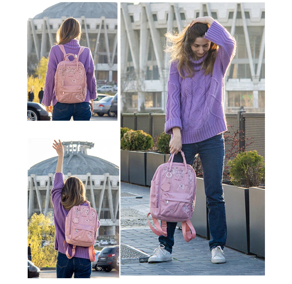 Цветок принцесса Вышивка Рюкзак Для женщин 14 "ноутбука рюкзаки школьные сумки для девочек-подростков Anti-theft Женские Нейлон Bagpack