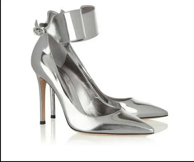 

2017 Summer Silver Pointed Toe Pumps Ultra-High Thin Single Shoes Wedding And Party Shoes for Women 100% Factory Real Photo