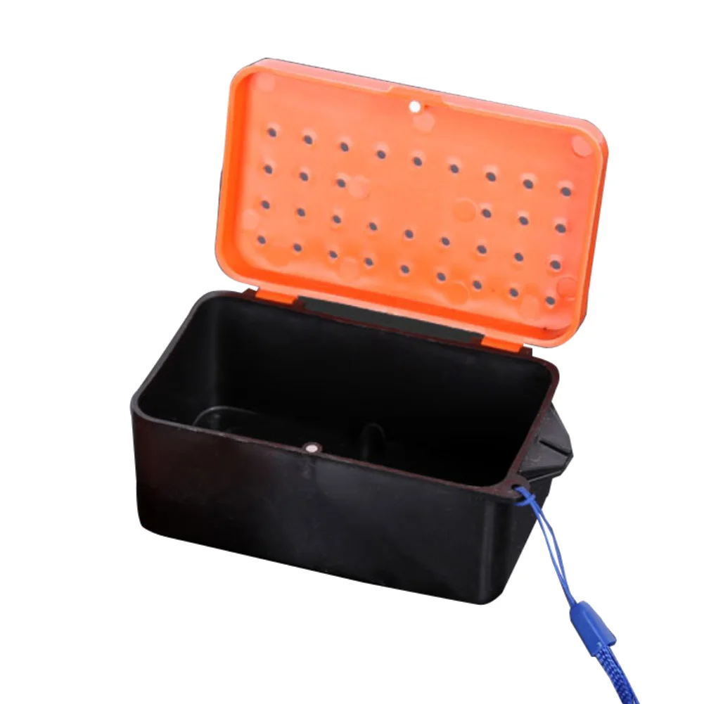 Portable Fishing Live Bait Storage Box Breathable Plastic Lure Maggot Earthworm  Worm Container Box Storage Case with Lanyard