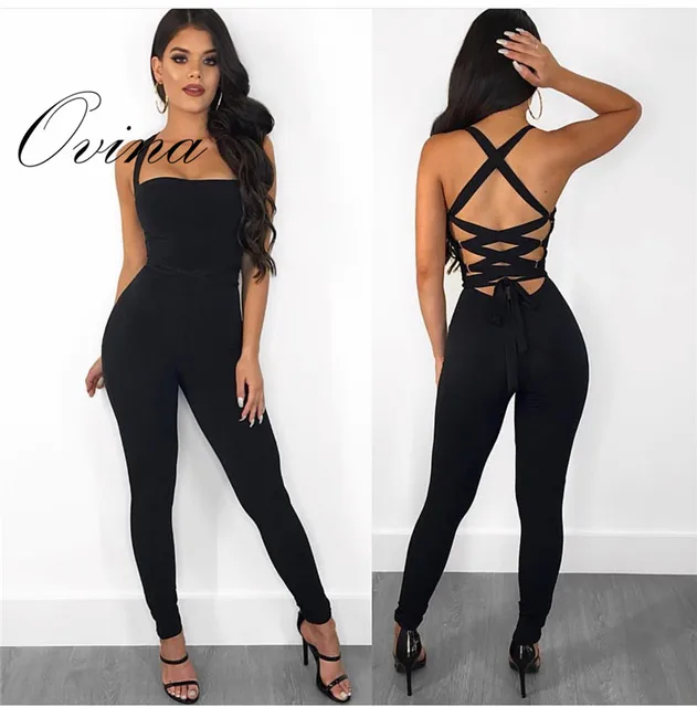 lace up back jumpsuit