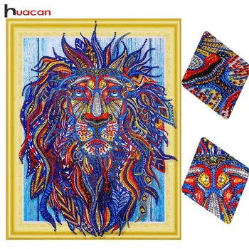 

Huacan 5D DIY Diamond Embroidery Animal Special Shaped Diamond Painting Lion Picture Of Rhinestones Home Decor 40x50cm