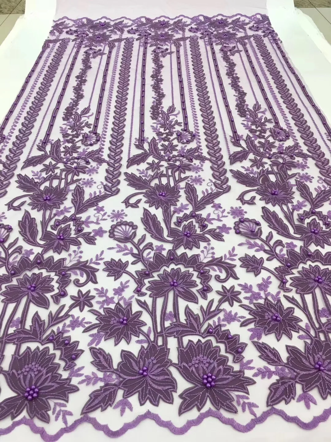 2019 Latest Beaded French Lace Fabric High Quality Nigerian Tulle African For Wedding Purple Material LCD9138A | Дом и сад