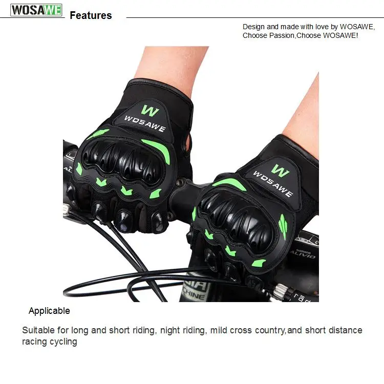 WOSAWE перчатки для сенсорного экрана Мотоциклетные Перчатки жесткий корпус заездов Luvas Guantes защита для мотокросса гоночные перчатки