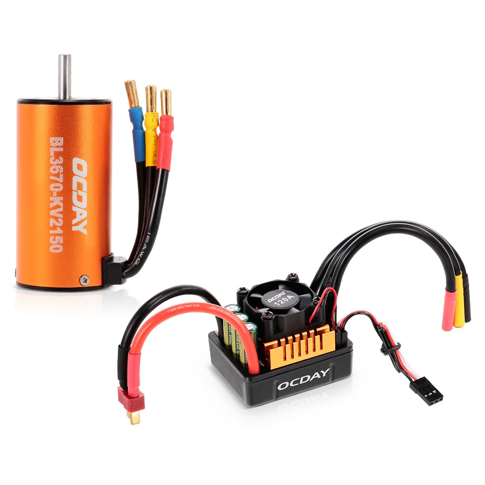 

OCDAY RC Car Motor BL3670 2150KV Sensorless Brushless Motor with 120A ESC for 1:8 RC Crawler Traxxas Redcat HSP Cars RC Truck