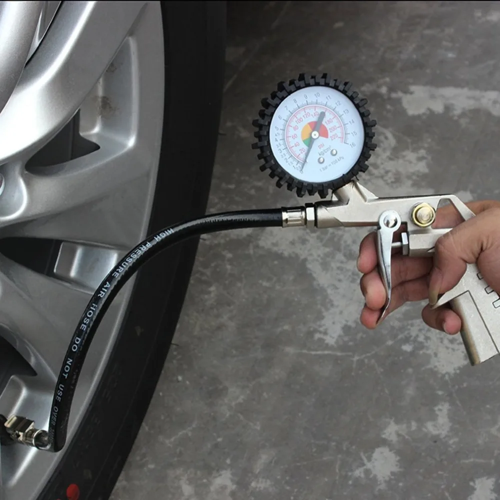 

Multi-functional Car Truck Air Tire Pressure Inflator Gauge Dial Meter Vehicle Tester Tyre Inflation Gun Monitoring Tool