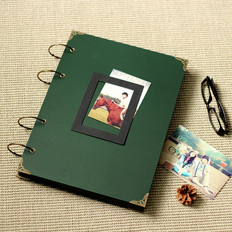 Dark green diy photo album /photo scrapbook album /Graduation record