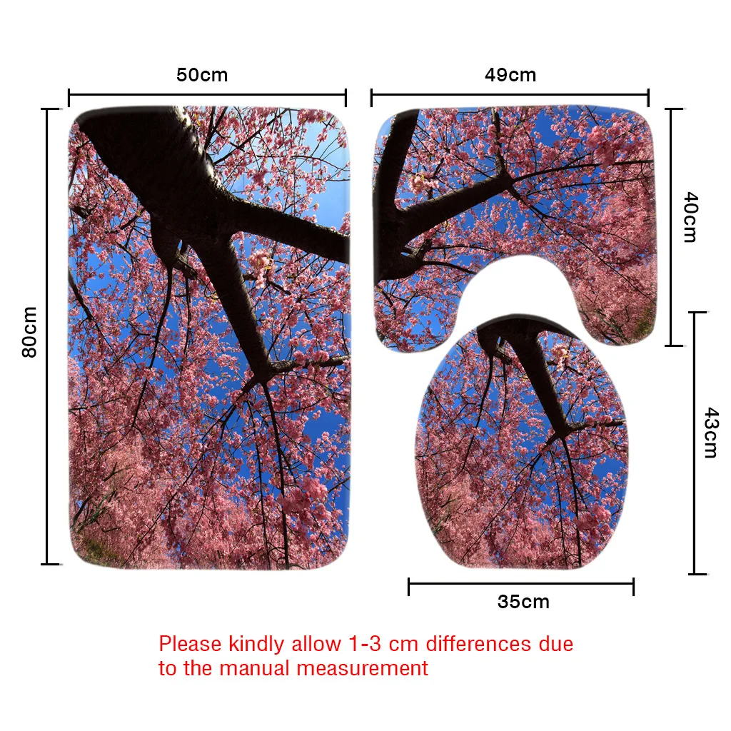 3 шт набор ковриков для ванной с рисунком розы, коврик для туалета для трех комплектов ковриков для ванной, Противоскользящие коврики для ванной комнаты и ковры
