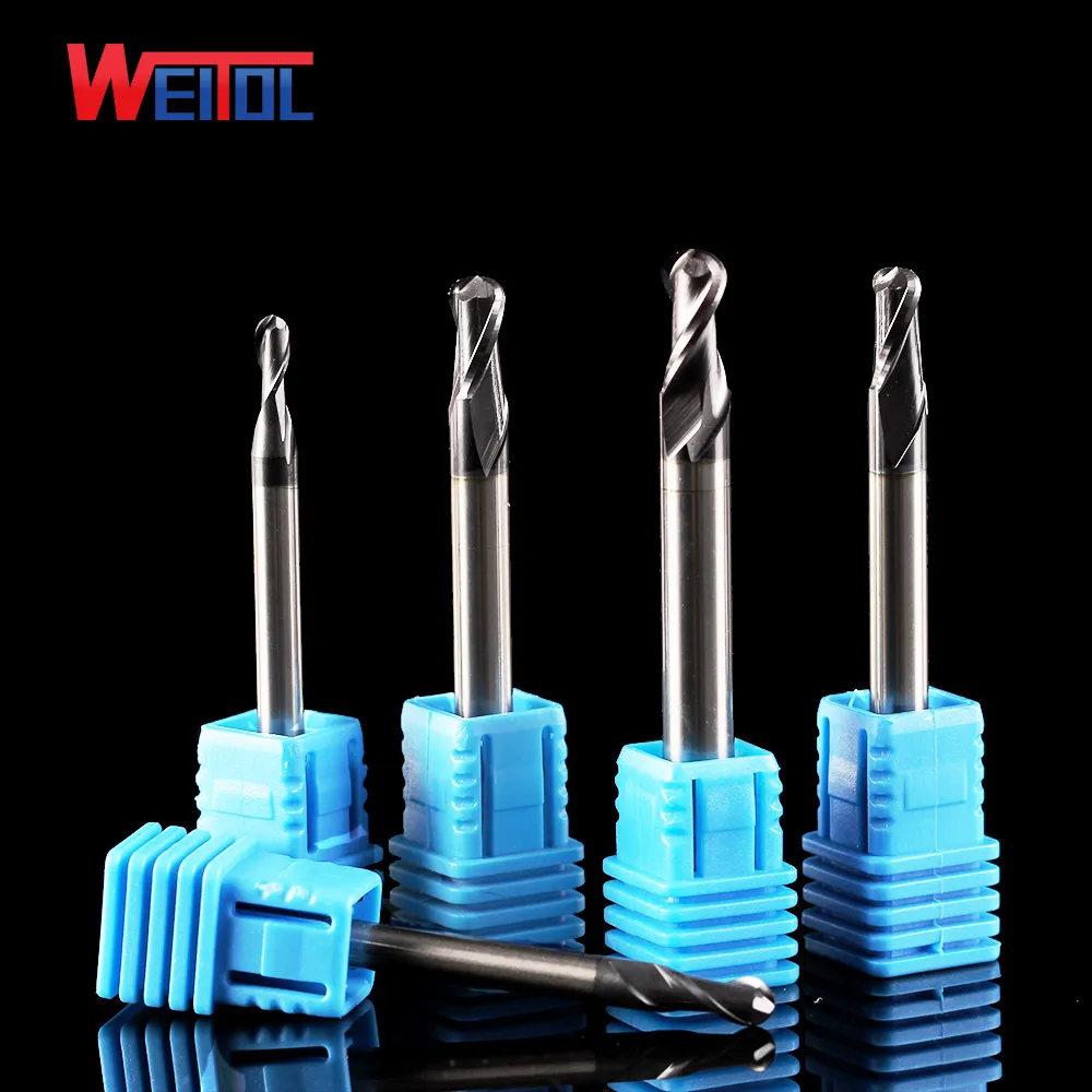 Weitol 1pcs HRC50 tungsten carbide end mill ball nose router bits metal