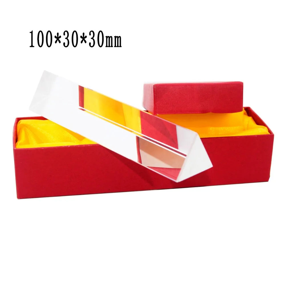 

(10*3cm) Rainbow Optical Glass Reflecting Triangular Prism Physics Teaching Light Spectrum color Triple Prism with Gift Box