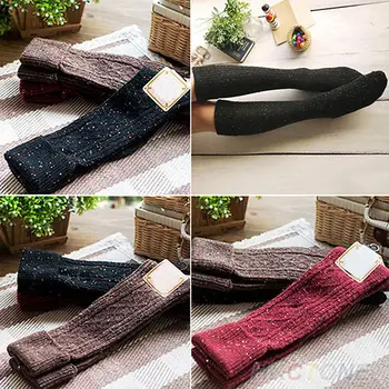 

2019 Wool Warm Women Stocking High Mid calf Women Trendy Turn Up Rib Dot Blend Long h Stocking Boot hosiery