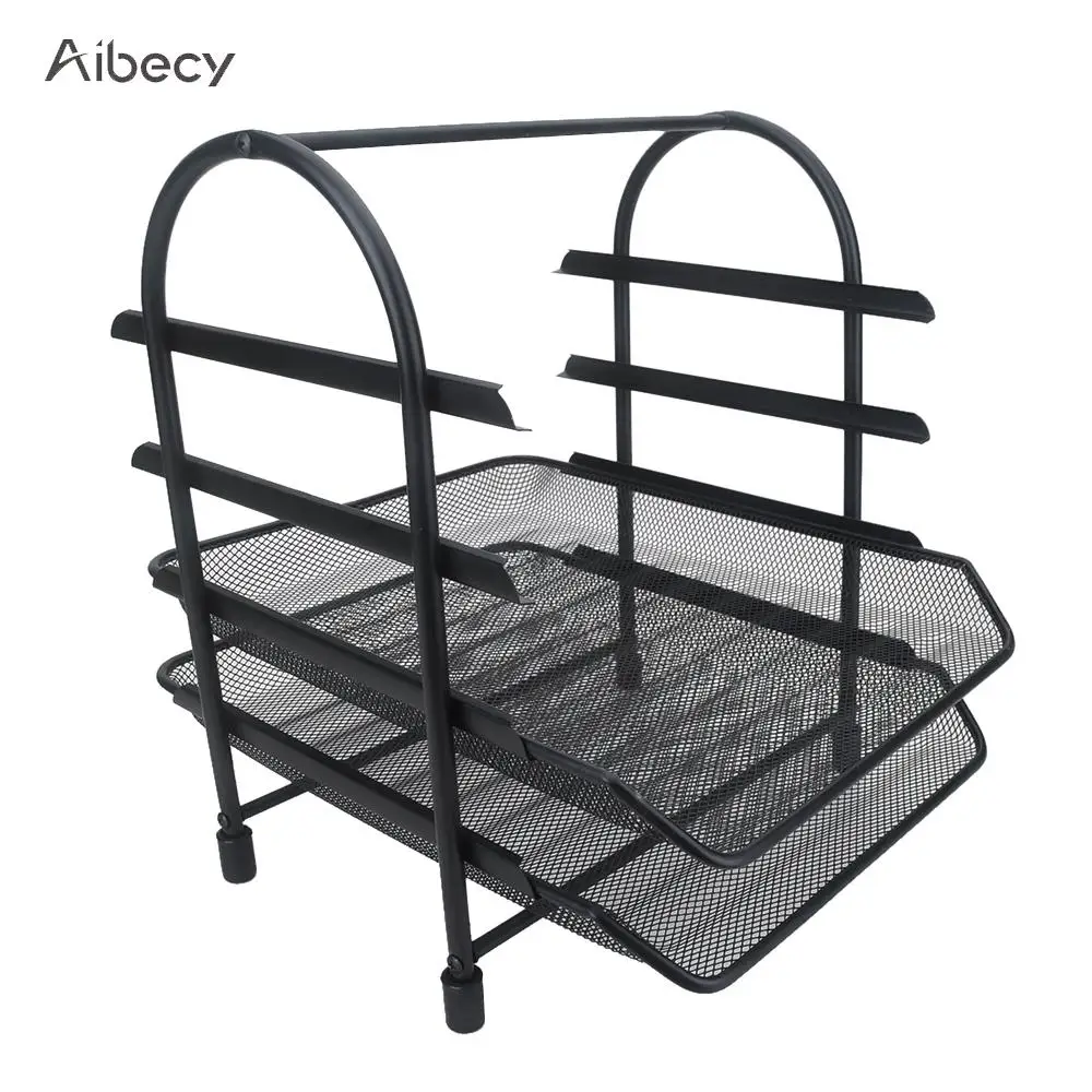 

Desk Organizer 4-Tier File Document Letter Paper Tray Sorter Collection Office Desktop Organizer Holder Shelf Metal Mesh Black