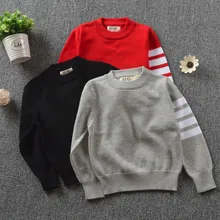 Модные свитера для маленьких девочек; сезон осень-весна; детская трикотажная одежда в полоску с длинными рукавами; детский хлопковый пуловер; теплый трикотаж