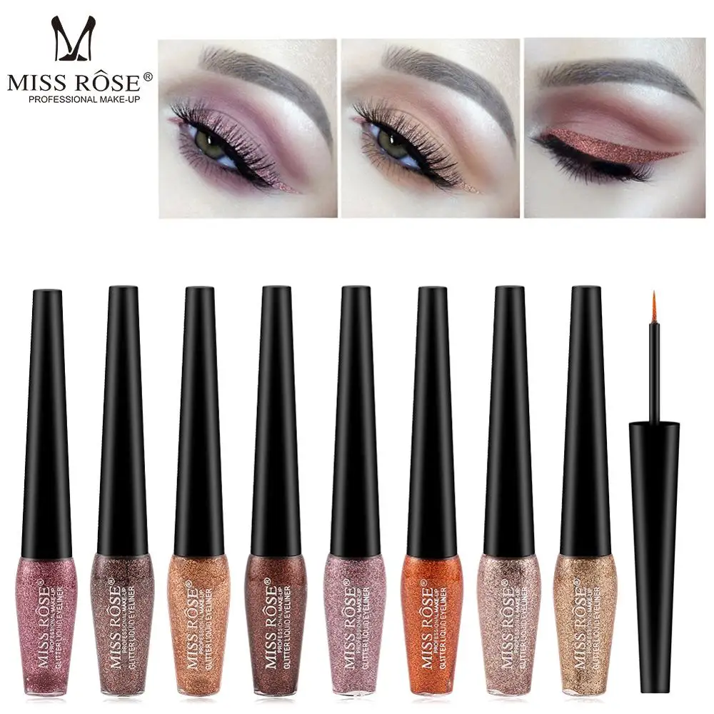 

Liquid Glitter Eyeliner Waterproof Shiny Eye Liners Pigment Professional Women Makeup Rose Gold Champagne Silver Eye Cosmetics