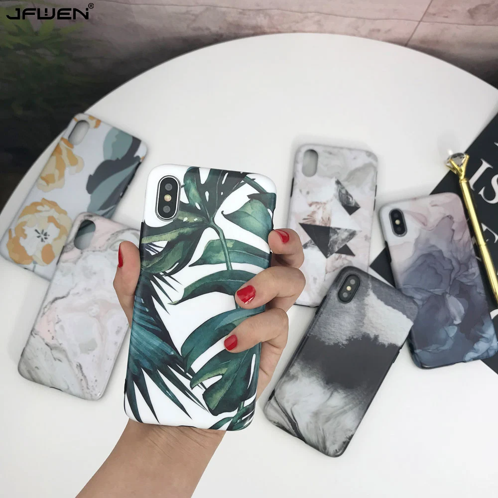 

Silicone Case For iphone X XR XS Max Case For iphone 8 7 6 6S Plus X XS Max XR Case Luxury Leaf Flower Oil Painting Back Cover