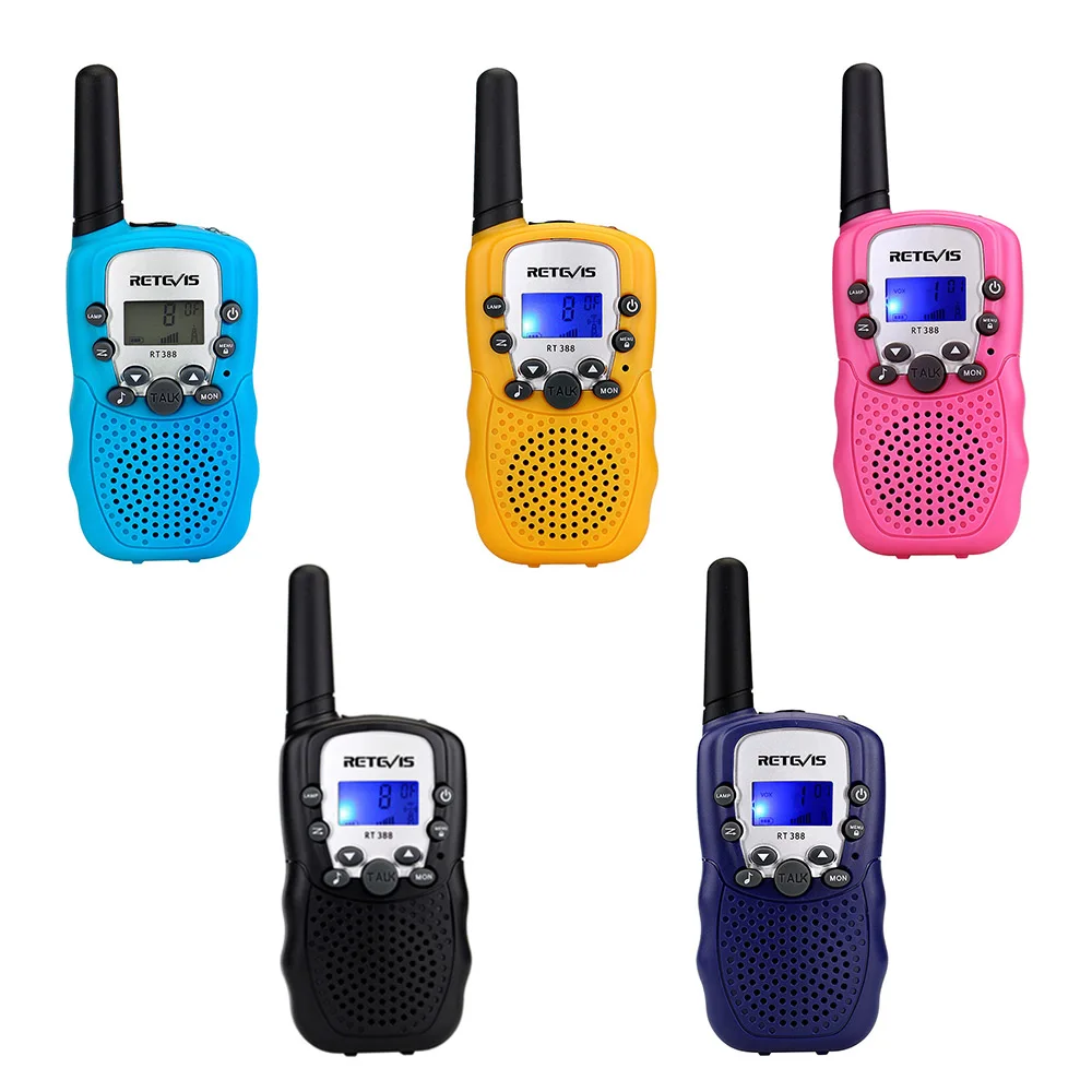 

Retevis RT388 2PCS Children Radio Set Civilian Handheld Intercom UHF Kids License-free Walkie Talkie LCD Display VOX PTT