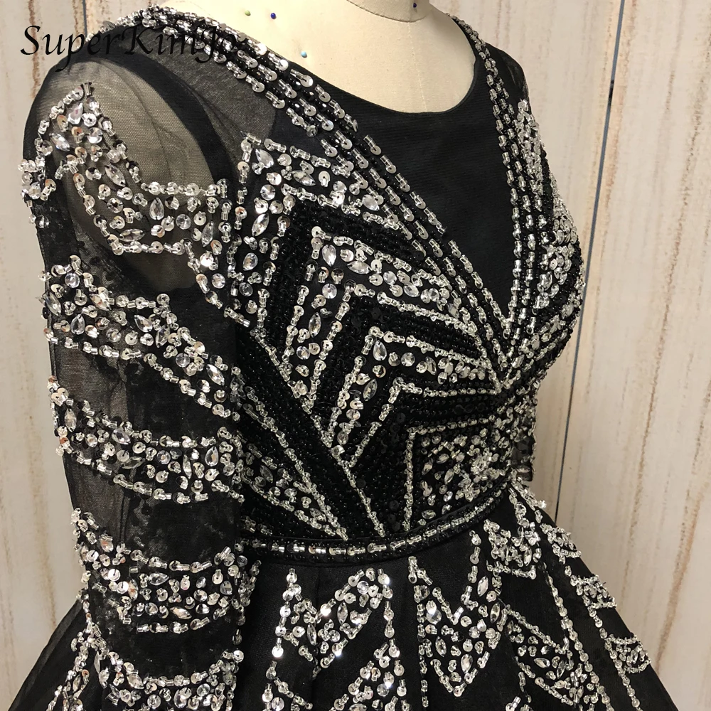 Реальное изображение Выпускные Платья vestidos de fiesta 2019 вырез лодочкой черные вечерние платья Короткое платье для выпускного вечера 2019 бисером