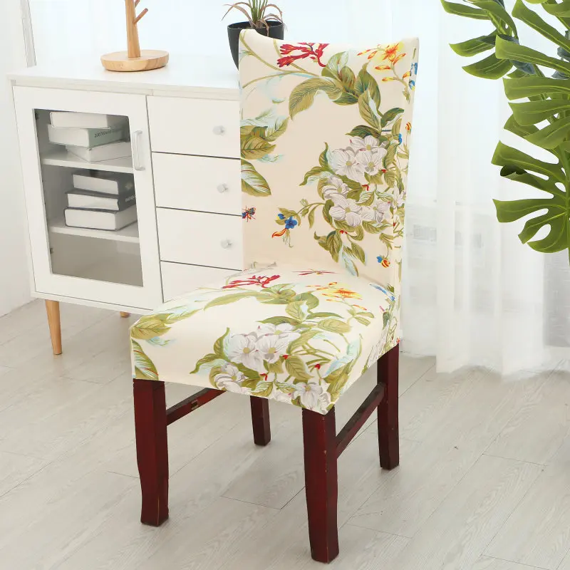 

Printed Spandex Stretch Dining Chair Covers Restaurant Weddings Banquet Hotel Chair Covering Protector Slipcover Decor