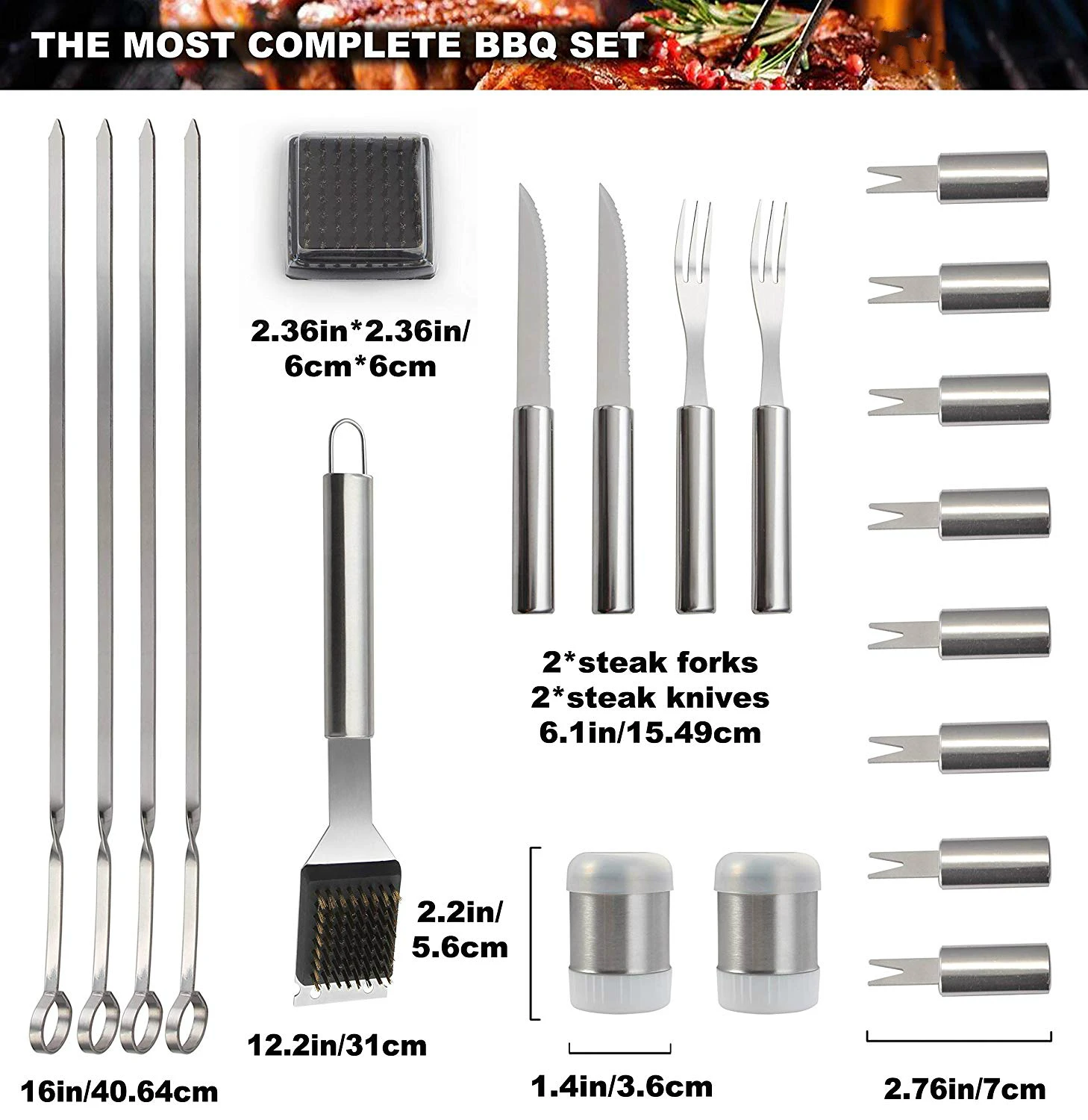 Stainless Steel BBQ Tools Set With Aluminum Box ShopHomy