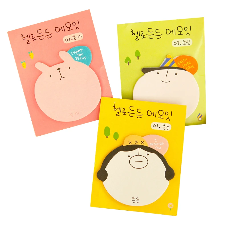 

4p Cartoon Avatar Sticky Notes Memo Pad Cute Snowman Modeling Office Learning Note Book 20 Pages Sticker Paper Korean Stationery