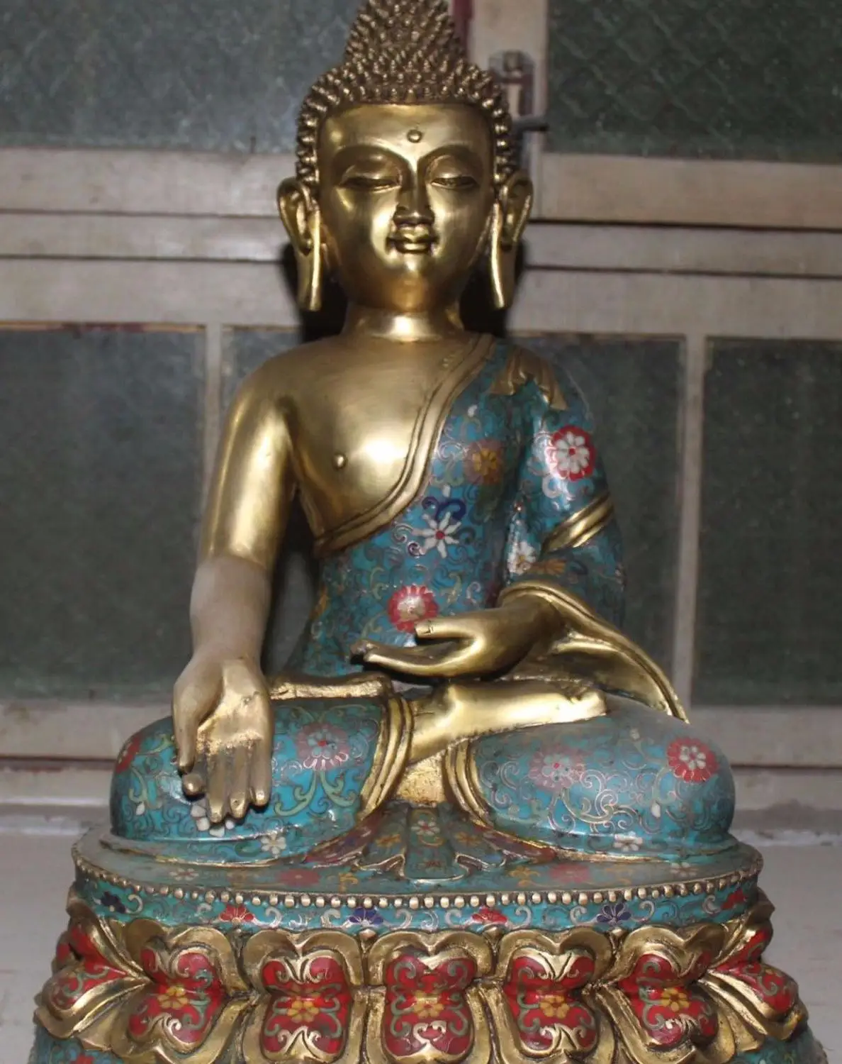 

Tibet Bronze Cloisonne Enamel Gold Gilt Seat Shakyamuni Sakyamuni Buddha Statue