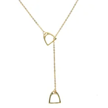 925 стерлингового серебра Лариат длинный Цепочки и ожерелья из органической кожи Дамские женские очаровательный подарок лошадник обувь для верховой езды Цепочки и ожерелья, стремя ювелирные изделия