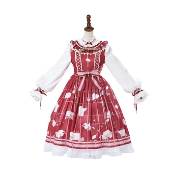 

Sweet Lolita Victorian Dress Halloween Costume For Women Tea Party Outfit With Choker Bracelet Cute Loli Skirt Plus Size