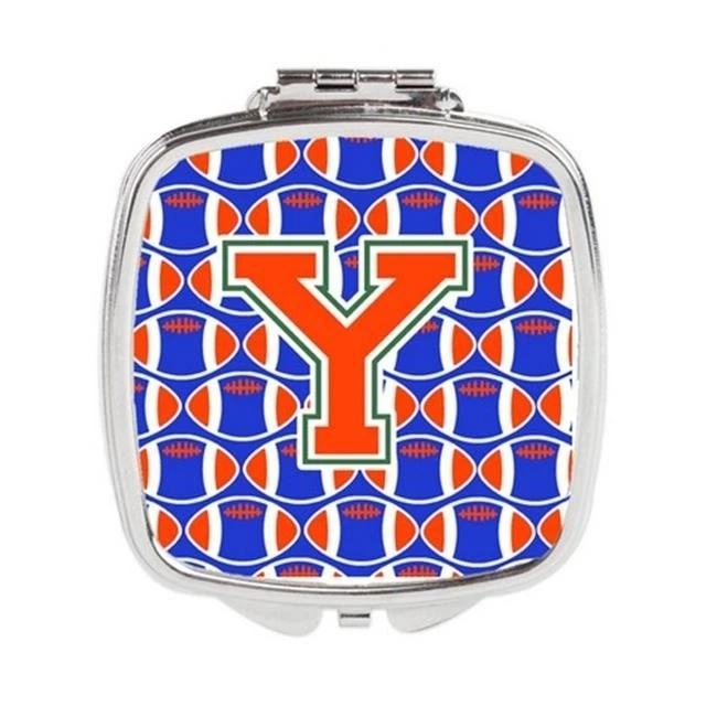 Carolines Treasures CJ1083-YSCM Letter Y Football Green Blue & Orange Compact Mirror