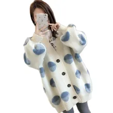 Новинка, весенне-осенний Женский вязаный свитер, Модный Harajuku, Свободный теплый кардиган, женский, для колледжа, Повседневный, длинный рукав, пальто, топы, А15