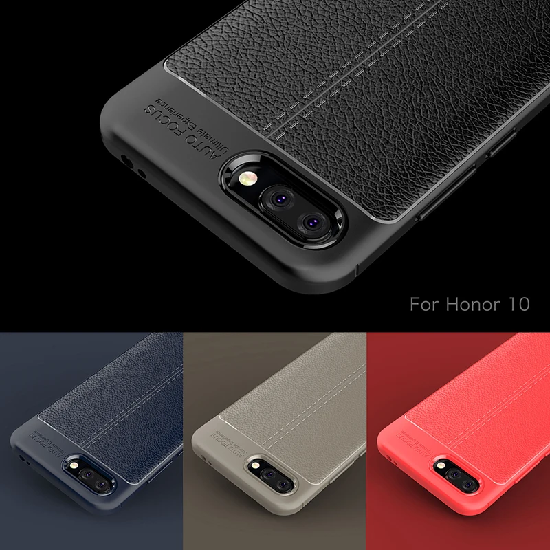 Для Honor 10 кожаный чехол текстура мягкая Silicnoe TPU крышка на Honor 10 роскошный ударопрочный корпус чехлы Чехлы кожа Desgin Капа