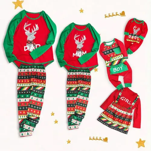 Одинаковые пижамы для всей семьи на год и Рождество, Пижамный набор, Рождественская детская одежда для сна, одежда для сна