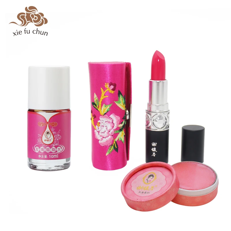 Xiefuchun Chinese Classic Lip Makeup Set Gift Box Lip Stain Lip Stick Lip Cheek Two way Stain