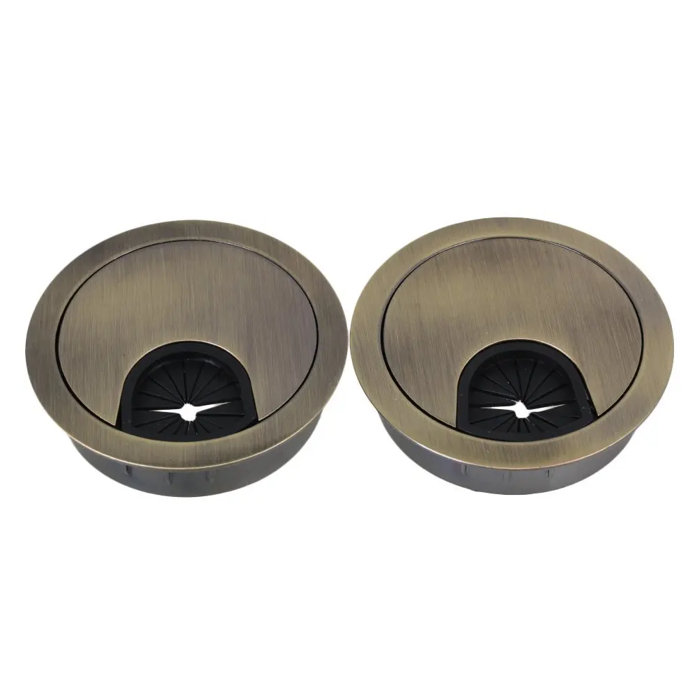 Pack of 4 50mm Bronze Zinc Alloy Multifunction Wire Hole Cover Computer Desk Cable Grommet