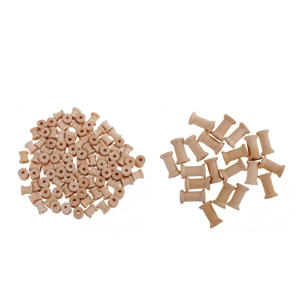 120pcs Useful Empty Wooden Bobbin Spools For Embroidery ...