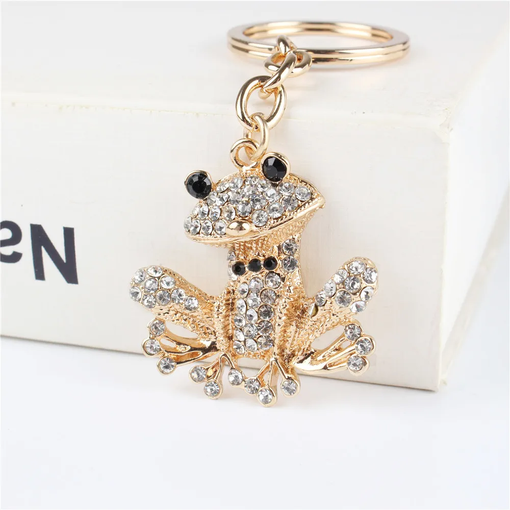 Frog Pendant Charm Rhinestone Crystal Purse Bag Keyring Key Chain
