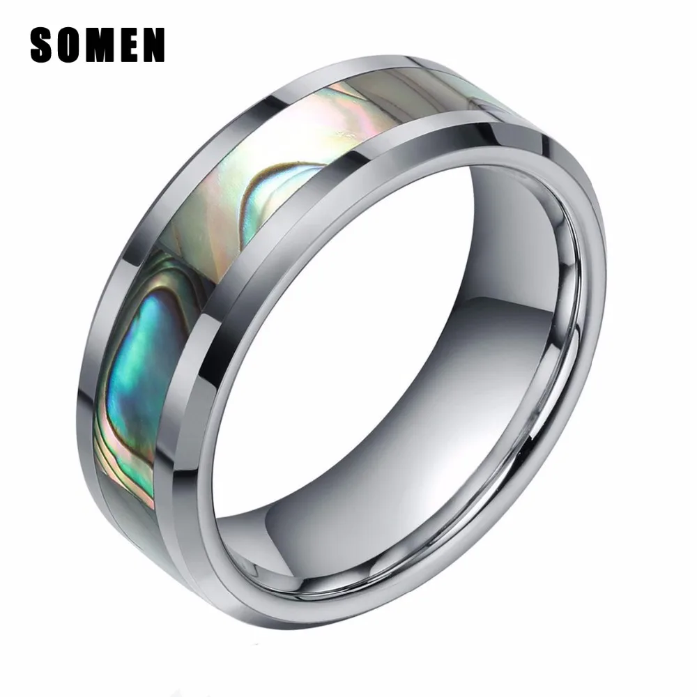 tungsten rings with green inlay