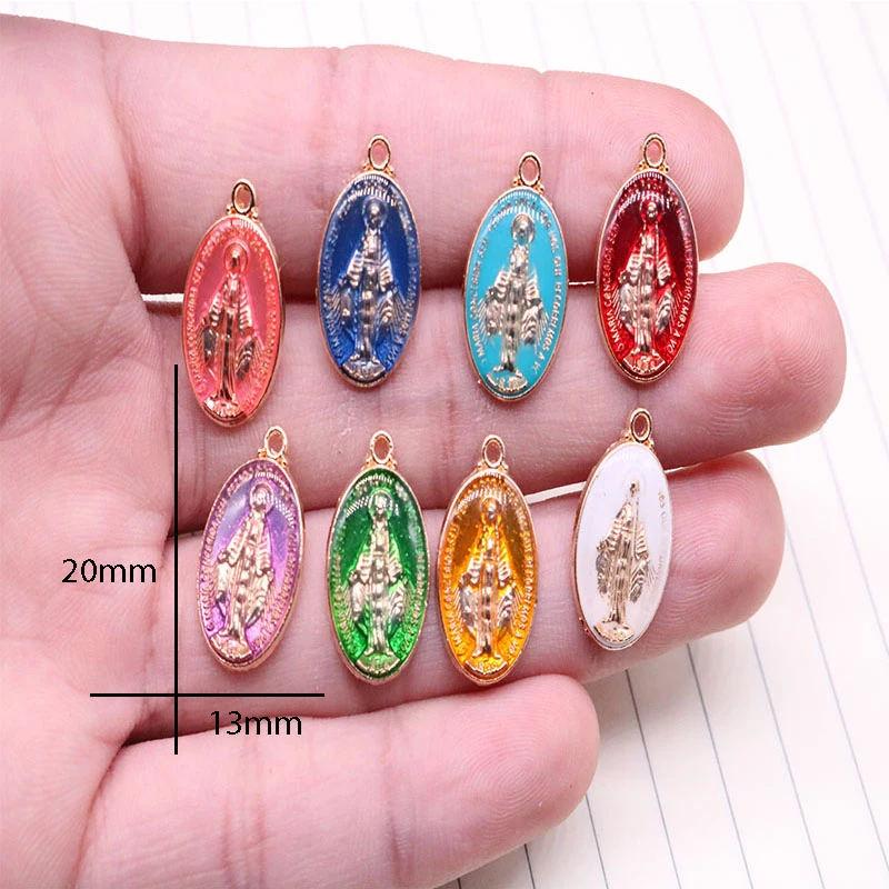 60 Pieces Of Glamour Gold Virgin Mary Medal. Gold Blue Mary Charm Small Medal Wholesale - Charms - AliExpress