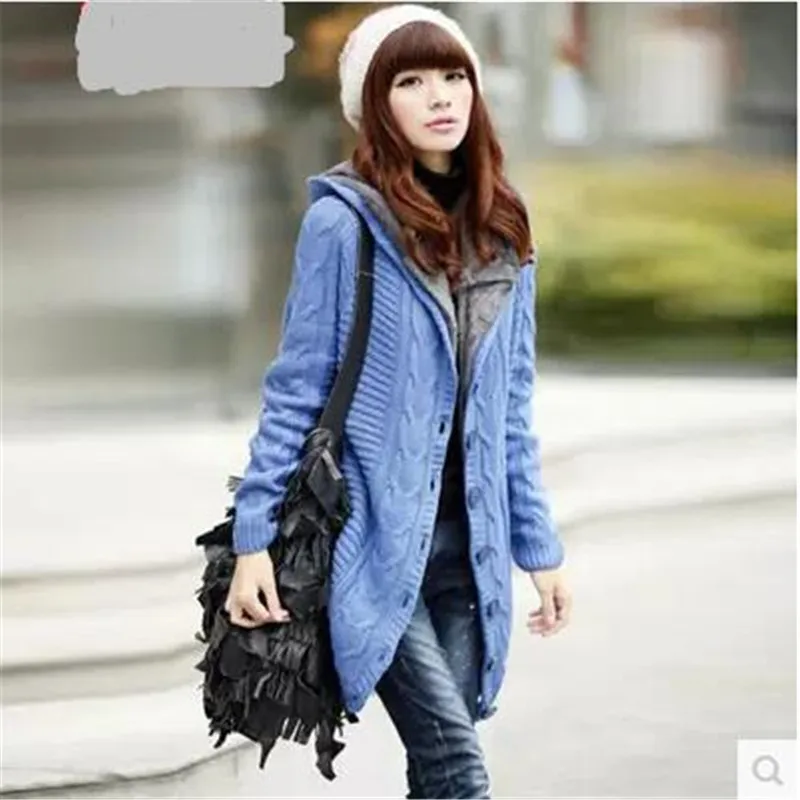 Женская одежда Qiu dong, свитер с капюшоном, пальто, толстый теплый Свободный кардиган, элегантный вязаный свитер, пальто, Рекламная цена, OK67