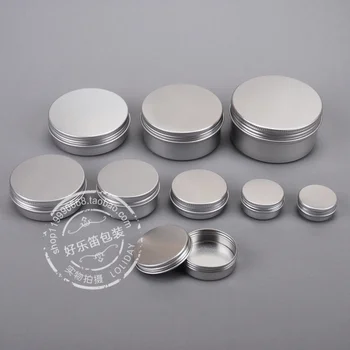 

Free Shipping 15ml Aluminium Balm Tins pot Jar 15g comestic containers with screw thread Lip Balm Gloss Candle Packaging 500pcs