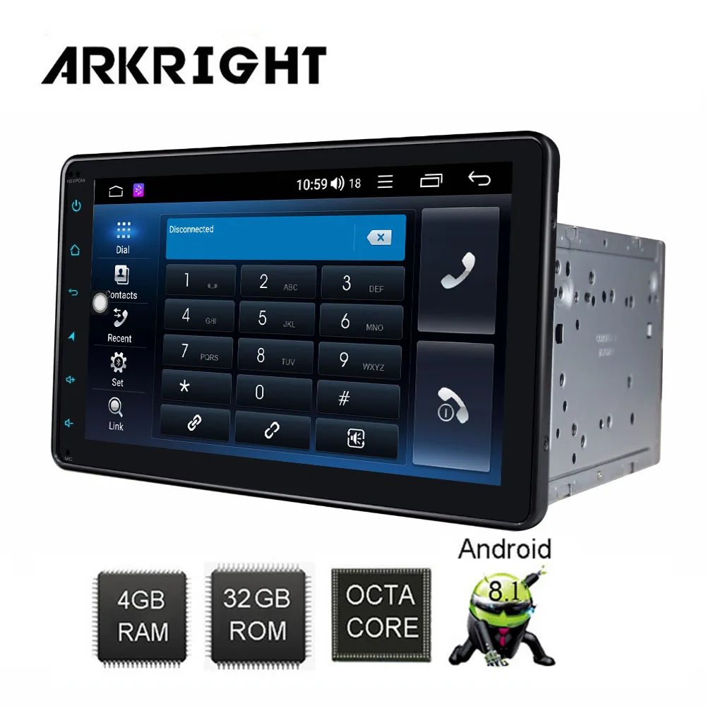 Flash Deal ARKRIGHT 8" Android Car Radio Audio Stereo 4+32GB Android 8.1 Car Multimedia Player For Toyota car Player built-in DSP 4