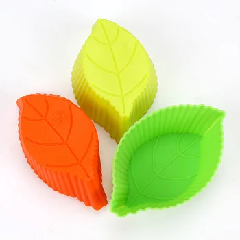 

3pcs/set Food Grade Leaf Shape Muffin Cups Non-stick Mini Silicone Cake Cup Molds Heat Resistance Small Bakeware Tool E076