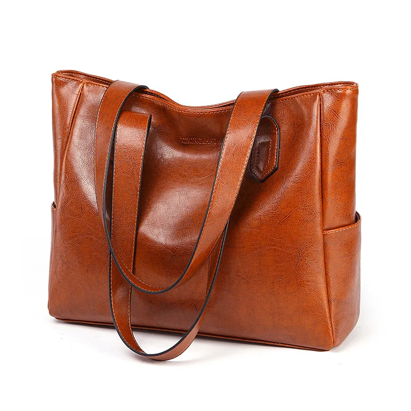 

Brand High Quality Casual Lady Hand Bag Oil Wax Leather Handbags For Women 2019 Ladies Fashion Messenger Bag Large Capacity Tote