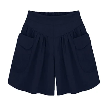 

Loose Soft Anti-chafing Wide Leg Pockets Flared Shorts Breathable for Women Summer XRQ88