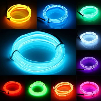

3m 3V Battery Powered Neon Light EL Wire 3 Modes LED Strip Light with Controller For Car Dance Party Bike Decoration Lighting