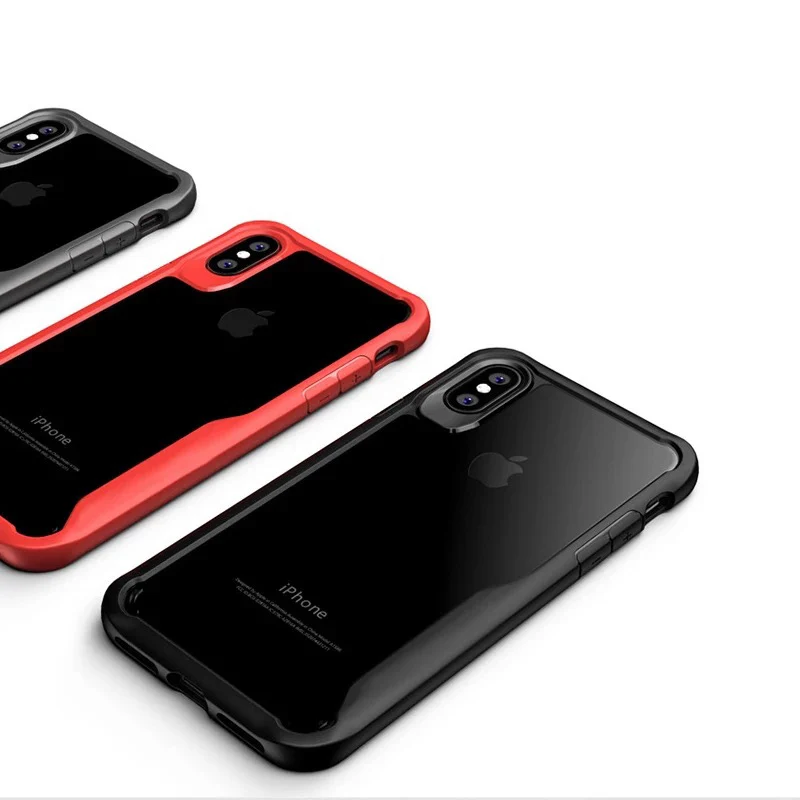 100 шт./лот для Iphone X 7 8 плюс гибридный мягкий ТПУ бампер+ Прозрачный поликарбонатный задняя крышка телефона чехол для samsung S8 S9 plus для huawei P20 lite