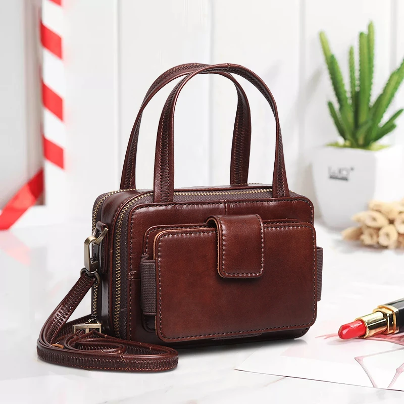 

Cobbler Legend Double Zipper Women Genuine Leather Handbags Bags for Women 2019 Famous Brands Vintage Designer Crossbody Bags