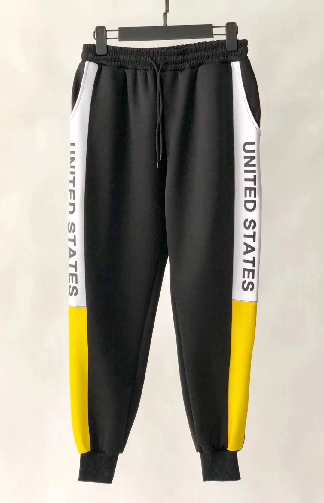 الولايات المتحدة مطبوعة النساء الرجال الكاحل النطاقات السراويل sweatpants الهيب هوب نمط الجانبية مخطط جيوب الرجعية سراويل الرجال السراويل المسا...