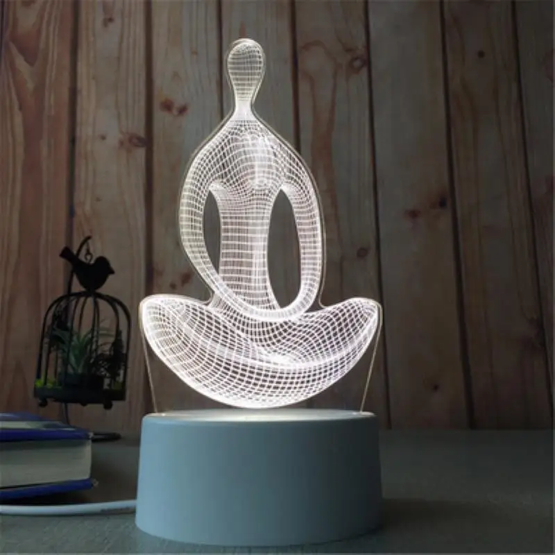 Новинка акриловая красочная градиентная 3D Настольная лампа с регулируемой яркостью 3D видение света Защита глаз светодиодный Настольный светильник - Цвет: Yoga